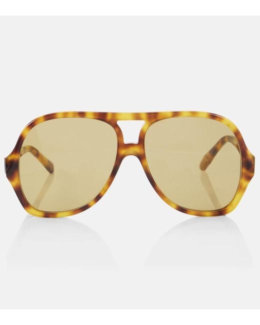 Chloé Brown Logo Aviator Sunglasses
