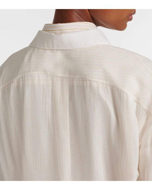 The Row White Nesson Oversized Striped Cupro Shirt