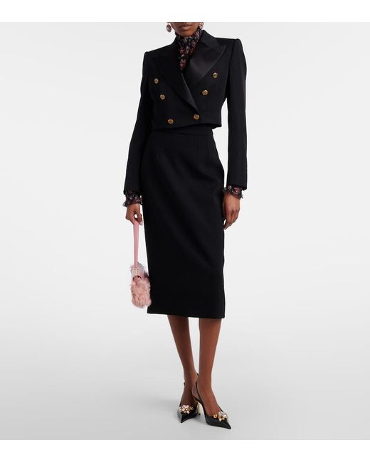 Dolce & Gabbana Black Wool-Blend Pencil Skirt