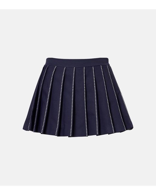 Tory Burch Blue Embroidered Pleated Tennis Skirt
