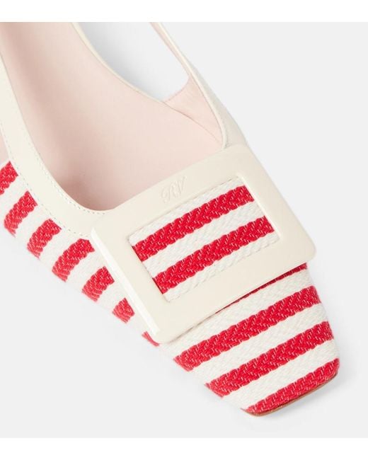 Roger Vivier Pink Belle Vivier 45 Striped Slingback Pumps