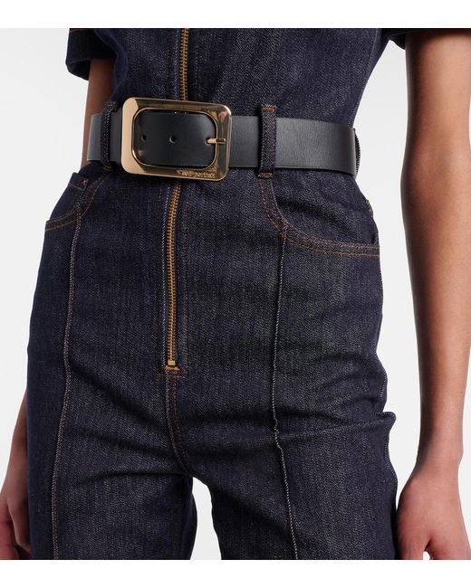 Self-Portrait Blue Belted Denim Jumpsuit