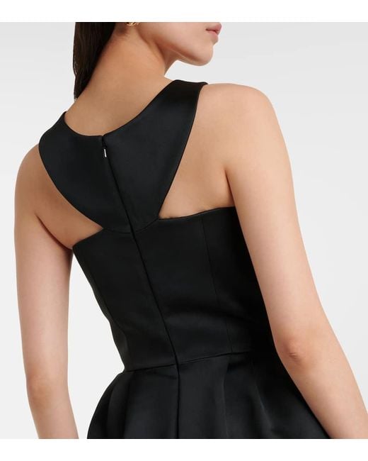 Safiyaa Black Bestickte Robe Trecchi Aus Duchesse-Satin