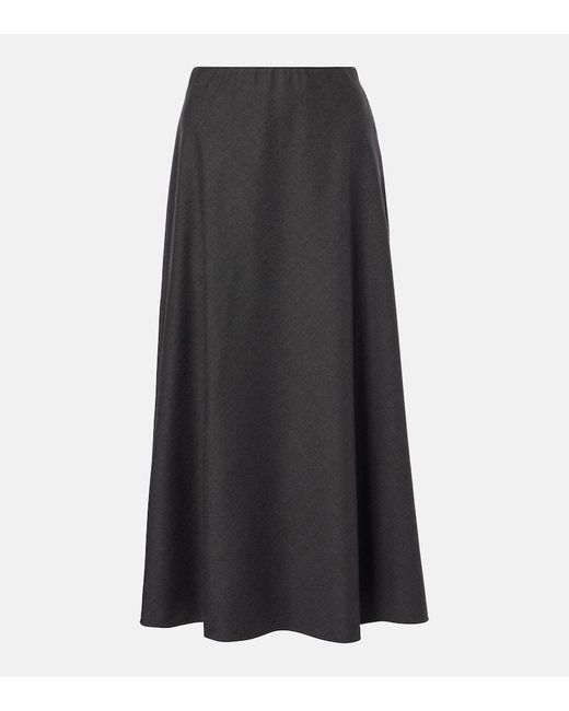 Brunello Cucinelli Black Wool-Blend Midi Skirt