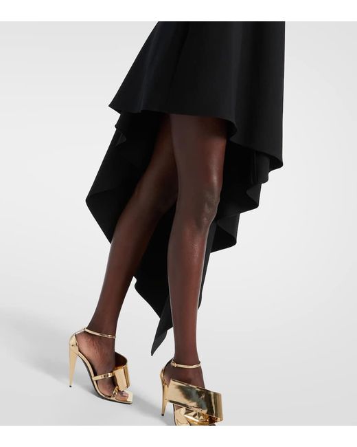 Givenchy Black Asymmetric Draped Wool Cocktail Dress
