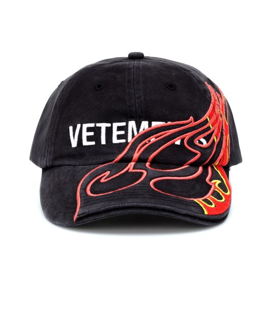 Vetements Black Fire Logo Baseball Cap