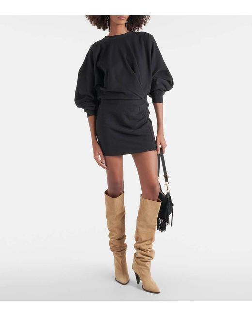 Vestido corto Samuela de algodon fruncido Isabel Marant de color Black