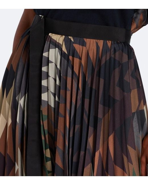 Sacai Black X A.P.C. Plisse Printed Midi Skirt