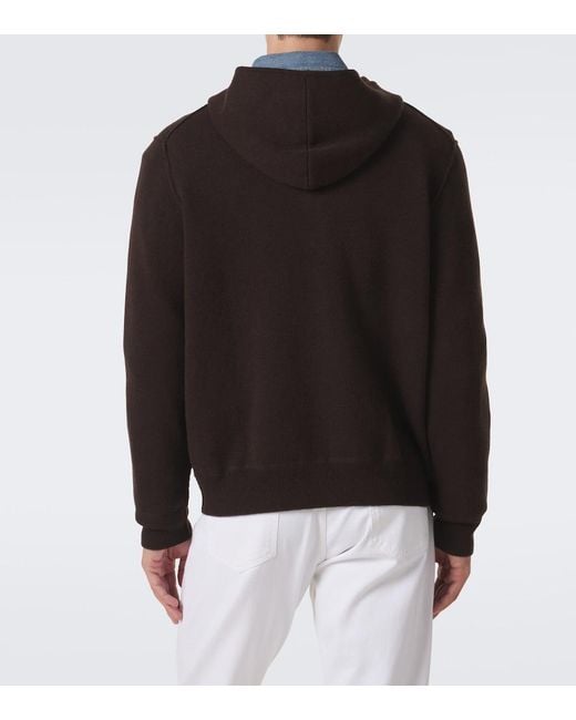 Allude Black Knitted Wool And Cashmere Zip-Up Hoodie for men
