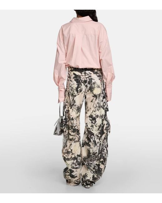 The Attico Metallic Bedruckte Cargohose Fern Aus Baumwolle