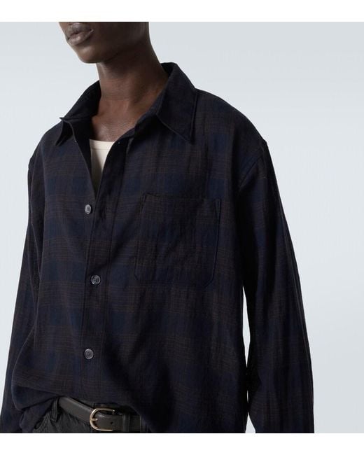 FRAME Blue Plaid Wool Shirt for men