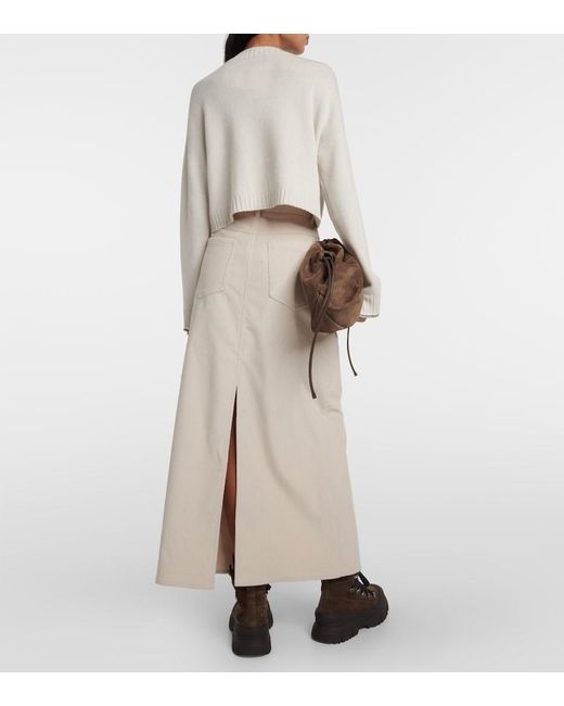 Brunello Cucinelli Natural Cotton Corduroy Maxi Skirt