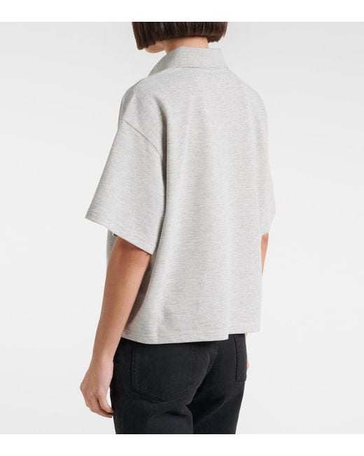 Saint Laurent Gray Cassandre Cotton-Blend Pique Polo Shirt