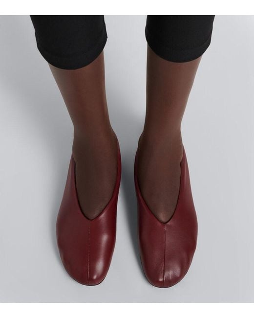 The Row Brown Stella Leather Slip-On Shoes