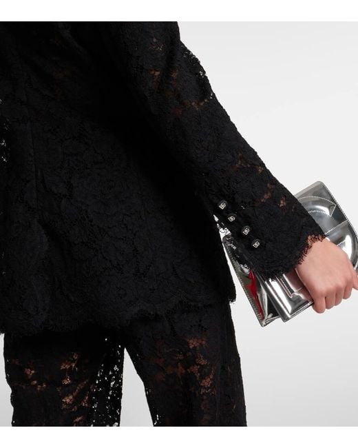 Blazer cruzado de encaje floral Dolce & Gabbana de color Black