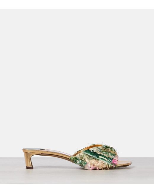Jimmy Choo Yellow Annika 35 Embellished Mules