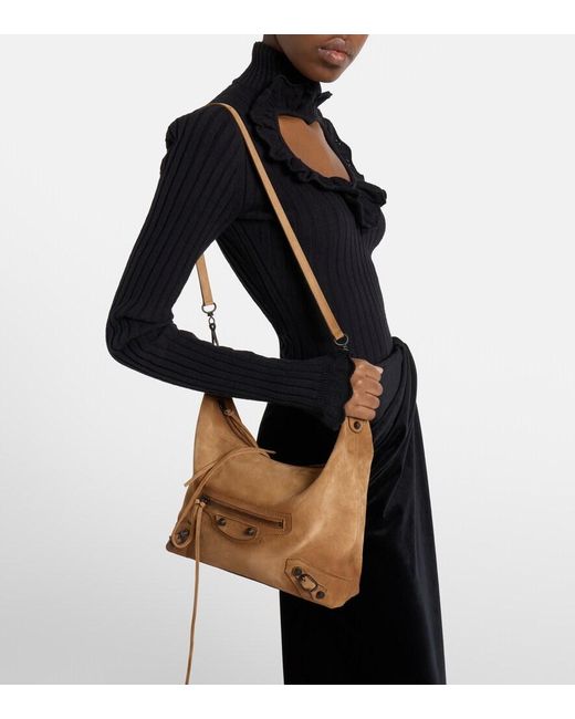 Balenciaga Brown Le City Small Suede Tote Bag