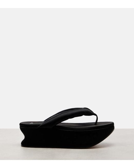 Balenciaga Black Gaeta Satin Wedge Thong Sandals
