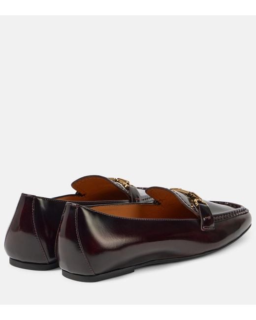 Tod's Brown Polished Leather Loafers
