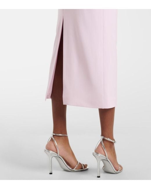 Roland Mouret Pink Floral-Applique Jersey Midi Dress