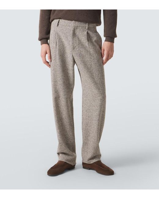 Agnona Gray Wool-Blend Straight Pants for men