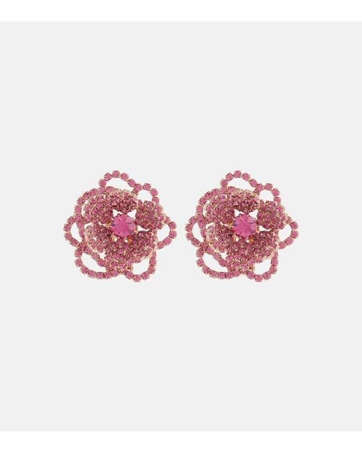 Pendientes de clip florales con cristales Magda Butrym de color Pink