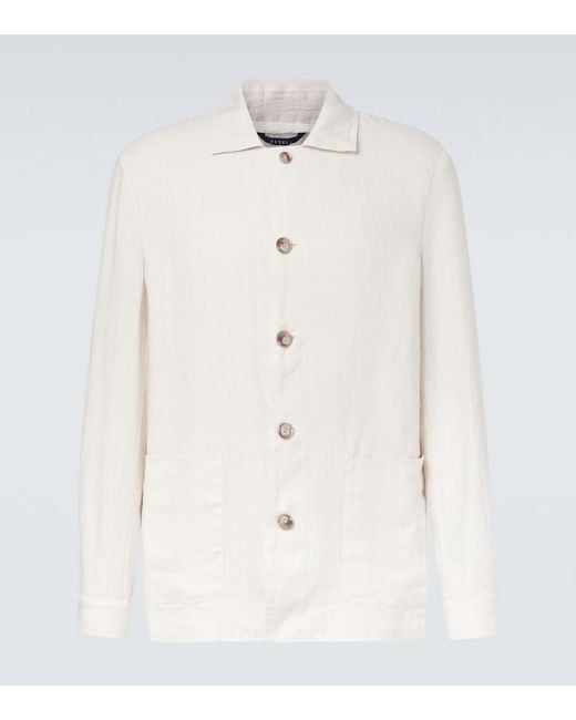 Fedeli White Oxford Linen Jacket for men