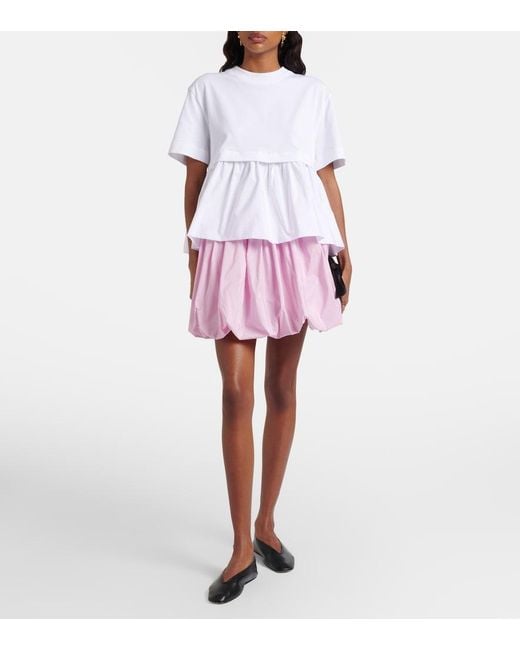 Patou White Cotton Jersey And Faille T-Shirt