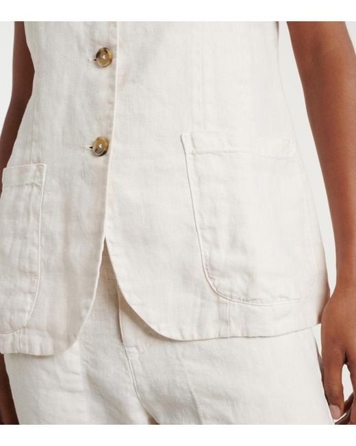 Velvet White Acie Linen Vest