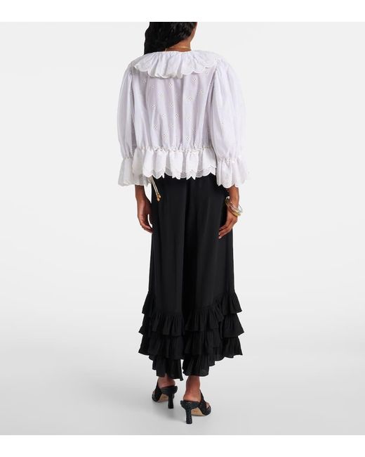 Blusa De Algodon Con Volantes Chloé de color White