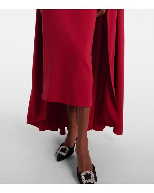 Roksanda Red Neolitsea Caped Crepe Cocktail Dress