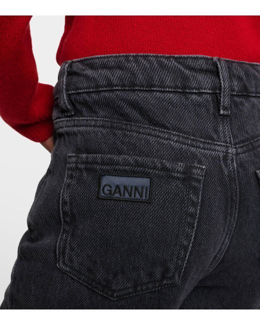 Ganni Blue Izey High-rise Straight Jeans