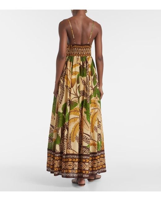 Farm Rio Metallic Maxikleid Folliage Sketch