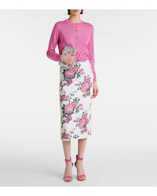 Cardigan de algodon y seda Carolina Herrera de color Pink