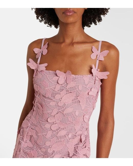 Blumarine Pink Embroidered Lace Maxi Dress