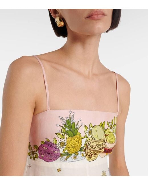 ALÉMAIS Yellow Hazel Printed Linen-Blend Maxi Dress