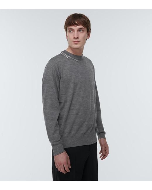 Undercover Gray Embellished Wool Sweater for men