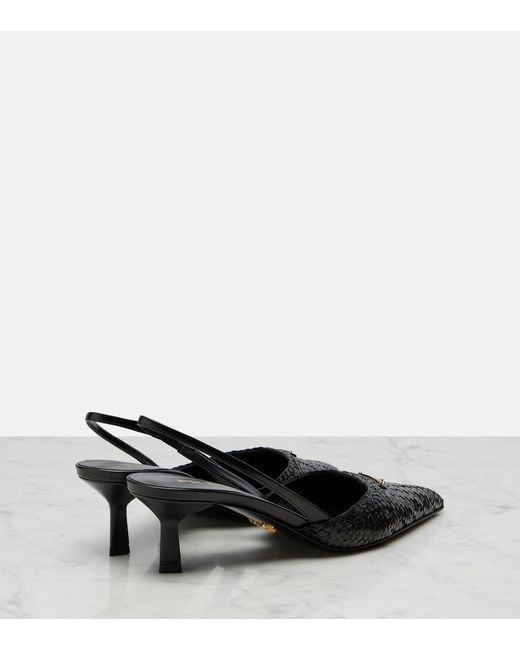 Prada Black Slingback-Pumps Woven Aus Leder