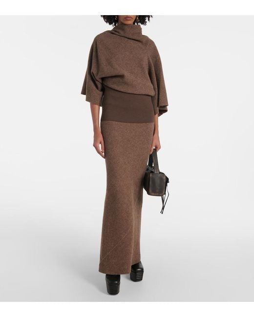 Rick Owens Brown Coda Wool Maxi Skirt