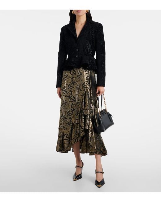 Etro Black Paisley Peplum Blazer