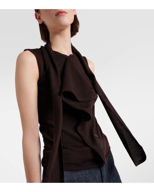 Lemaire Brown Asymmetric Wool-blend Top