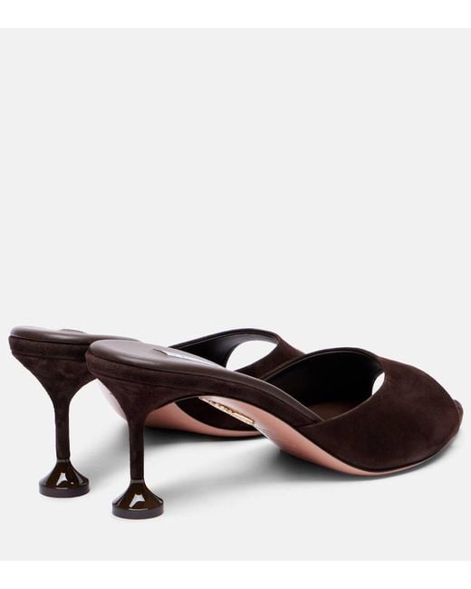 Aquazzura Brown Bisous 65 Suede Mules