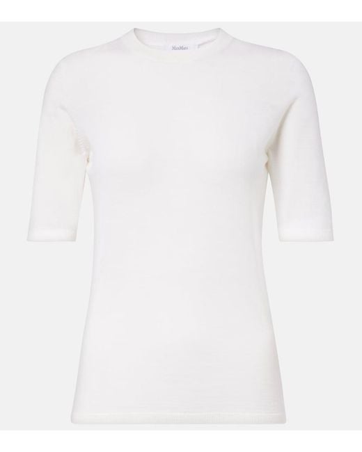 Max Mara White Gerico Virgin Wool Top