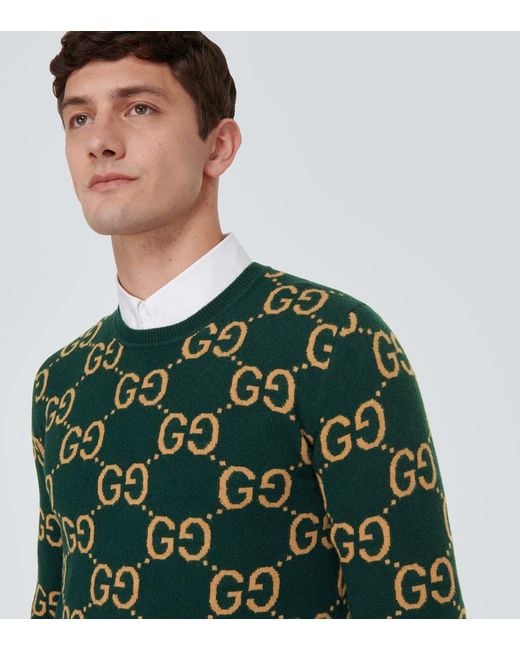 Gucci Green GG Wool Jacquard Jumper for men