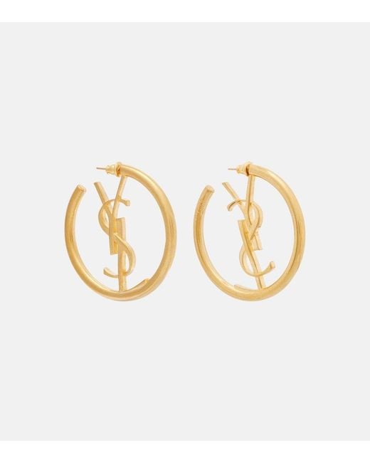 Saint Laurent Metallic Cassandre Hoop Earrings