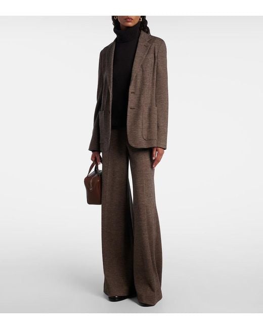 Ralph Lauren Brown Isaiah Wool Wide-Leg Pants