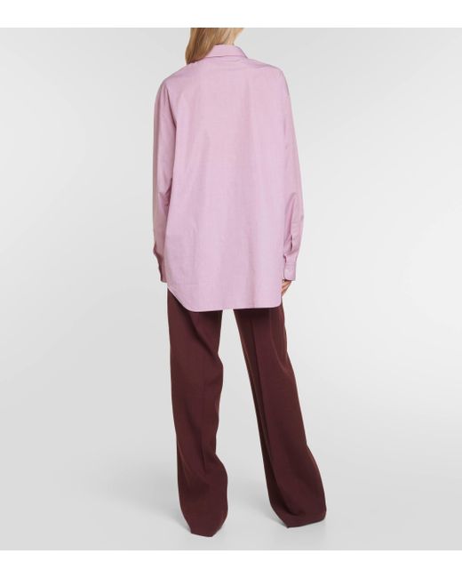 The Row Pink Attica Oversized Cotton Poplin Shirt