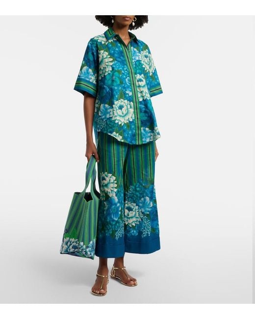 ALÉMAIS Green Margo Printed Cotton Wide-Leg Pants
