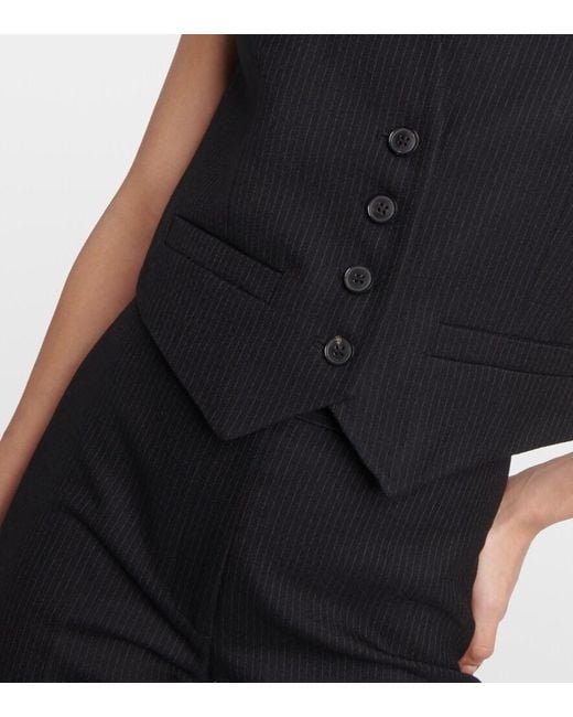 Nili Lotan Black Ismael Pinstriped Wool-Twill Vest