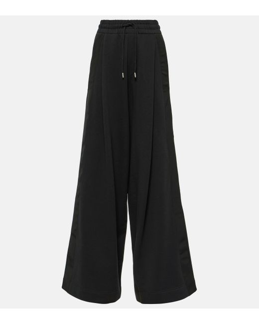Dries Van Noten Black Cotton Jersey Wide-leg Sweatpants